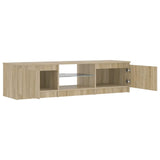 TV Cabinet with LED Lights Smoked Oak 140x40x36 cm 822681