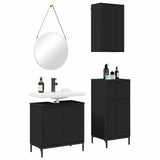 Bathroom Furniture Set 3 pcs Black Engineered Wood and Metal 3393104