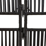 Room Divider 4 Panels Black Poly Rattan 365376