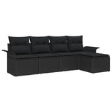 Outdoor Sofa with Cushion 5 pcs Black Poly Rattan 3345323