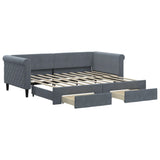 Daybed with Trundle&Drawers without Mattress Dark Grey 90x190 cm Single 3197866