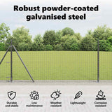 Fence Post with Concrete Base 26 pcs Grey Powder-Coated Steel 3350243