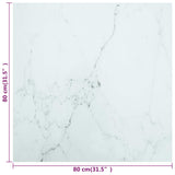 Table Top White 80x80 cm 6 mm Tempered Glass with Marble Design 322257