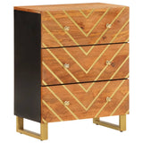 Side Cabinet Brown and Black 60x33.5x75 cm Solid Wood Mango 356786