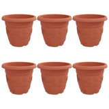 Round Flower Pot 6 pcs Brick Red 34 x 28 cm Plastic 42020282