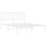 Metal Bed Frame without Mattress with Headboard White 140x190cm 374486