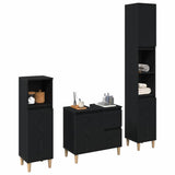 Bathroom Furniture Set Wall-mounted with Door 3 pcs Black Oak 3333086