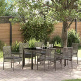 Garden Dining Set with Cushion 7 pcs Grey Poly Rattan 3379881