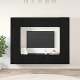 TV Cabinet Set Wall-mounted 8 pcs Black Oak Engineered Wood 3393310