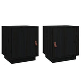 Bedside Cabinets 2 pcs Black 40x34x45 cm Solid Wood Pine 818284