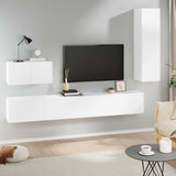 4 Piece TV Cabinet Set White Engineered Wood 3114326