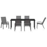 Garden Dining Set 7 pcs Grey and Black Powder-coated Steel 3379126