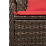 Garden Storage Bench with Cushion Brown Poly Rattan 4104217