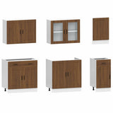 7 Piece Kitchen Cabinet Set Porto Brown Oak Engineered Wood 3314758