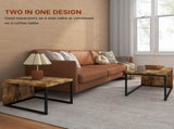 Coffee Tables Set of 2, Industrial Nest of Tables with Metal Frame for Living Room Bedroom, Rustic T3398P343241