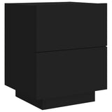 ZNTS Bedside Cabinet with LED Lights Black Engineered Wood 836737