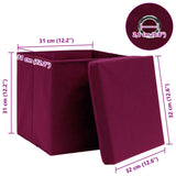 Storage Boxes with Lids 10 pcs Dark Red 32x32x32 cm Fabric 288344