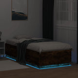 Bed Frame with LED without Mattress Smoked Oak 100x200 cm 3209629