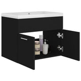 Sink Cabinet With Basin Black and White Engineered wood and Ceramic 3070821