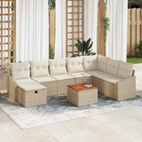 Garden Sofa Set with Cushion 9 pcs Beige Poly rattan 3360914