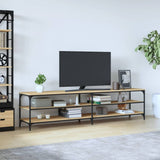 TV Cabinet Sonoma Oak 200x30x50 cm Engineered Wood and Metal 826760