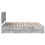 Bed Frame with Drawer Concrete Grey 200 x 200 cm Engineer Wood 3410154
