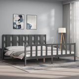 Bed Frame without Mattress Grey 200x200 cm Solid Wood Pine 3192253