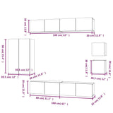 ZNTS 8 Piece TV Cabinet Set Smoked Oak Engineered Wood 3114491