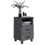 Bedside Cabinet "HAMAR" Dark Grey 40x35x62 cm Solid Wood Pine 340414