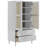 Wardrobe SENJA Rattan Look White 90x55x175 cm Solid Wood Pine 358035