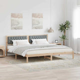 Bed Frame Light Grey 200 x 200 cm Solid Pine Wood 3394233
