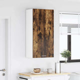 Hanging Cabinet with Door Smoked Oak and White 50 x 31 x 100 cm 884350