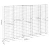 Gabion Wall with Covers Galvanised Steel 300x30x200 cm 147823