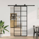 Sliding Door with Hardware Set Black 90x205 cm ESG Glass 3375791