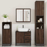 4 Piece Bathroom Furniture Set Brown Oak Engineered Wood 3301199