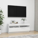 TV Cabinet with LED Lights High Gloss White 100x35x40 cm 804460