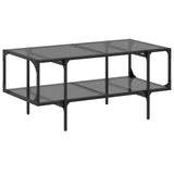 Coffee Table with Black Glass Top 98.5x50x45 cm Steel 846043