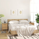 Bedside Cabinet Brown Engineered wood, Solid pinewood, Natural rattan 345610