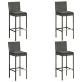 5 Piece Garden Bar Set with Cushions Poly Rattan Grey 3095431