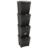 Stackable Garbage Bin Boxes 4 pcs Grey 100 L Polypropylene 152200