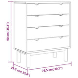 Drawer Cabinet OTTA Brown&White 76.5x39.5x90cm Solid Wood Pine 348584