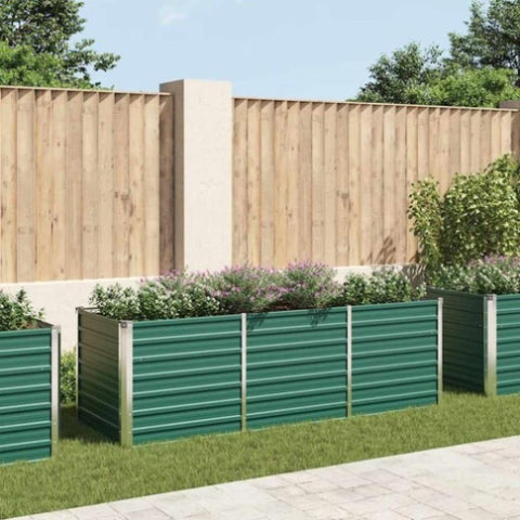 Garden Raised Bed Galvanised Steel 240x80x77 cm Green 44841