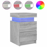 Bedside Cabinets with LED Lights 2 pcs Grey Sonoma 35x39x55 cm 836760