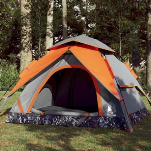 Camping Tent Dome 4-Person Grey and Orange Quick Release 4004183