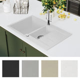 144859 Granite Kitchen Sink Double Basins White