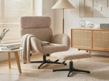 Swivel Armchair and Footstool Set, Height Adjustable Accent Chair with Adjustable Headrest, Rocking T3398P548764