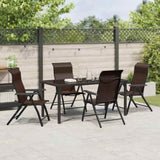 Garden Dining Set 5 pcs Brown Powder-Coated Steel 3379264