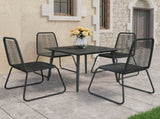 Dining Set Black PVC Rattan, Powder-Coated Steel, Glass 3060113