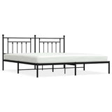 Bed Frame Black Powder-Coated Steel Double Bed Frame 353543