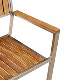 Garden Chair 2 pcs Solid Acacia Wood and Stainless Steel 42006201